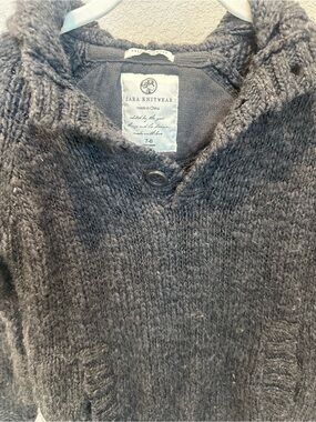 Zara Kids Charcoal Gray Knit Sweater with Hood